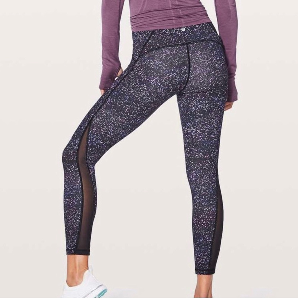 Lululemon Train Times Legging Purple Galaxy Crystalline Multi Mesh Size 2